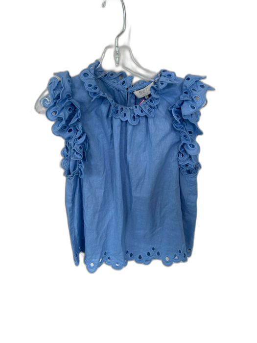Sea New York Size S Cornflower Blue Linen & Cotton Flutter Sleeves Top Cornflower Blue / S