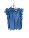 Sea New York Size S Cornflower Blue Linen & Cotton Flutter Sleeves Top Cornflower Blue / S