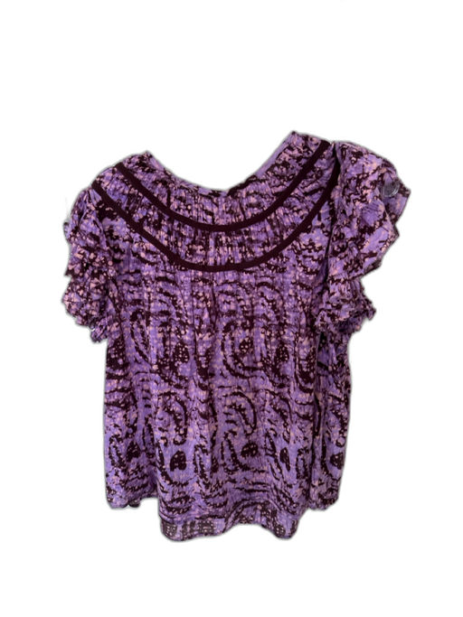 Ulla Johnson Size 8 purple & pink Cotton Flutter Sleeves Tie Dye Back Tie Top purple & pink / 8