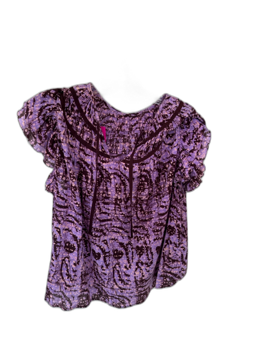 Ulla Johnson Size 8 purple & pink Cotton Flutter Sleeves Tie Dye Back Tie Top purple & pink / 8