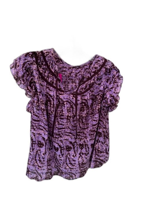 Ulla Johnson Size 8 purple & pink Cotton Flutter Sleeves Tie Dye Back Tie Top purple & pink / 8