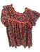 Ulla Johnson Size 4 Orange & navy Cotton Flutter Sleeves Ikat Back Tie Top Orange & navy / 4