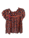 Ulla Johnson Size 4 Orange & navy Cotton Flutter Sleeves Ikat Back Tie Top Orange & navy / 4