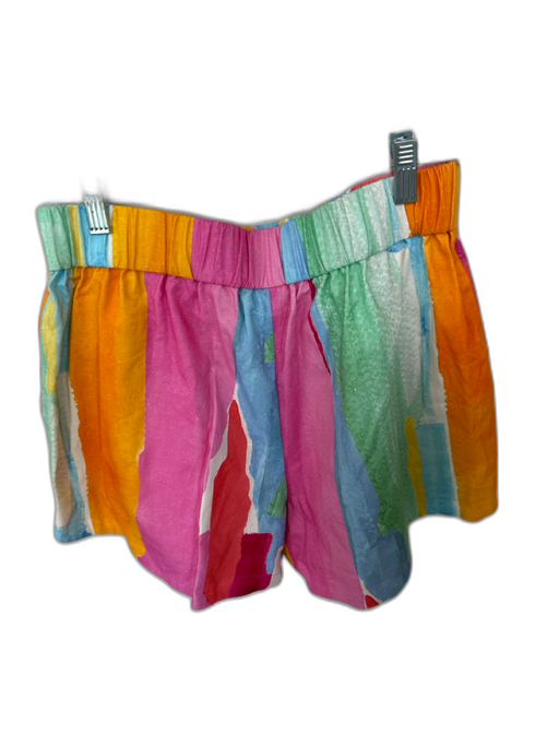 Crosby Size M Multi Linen & Cotton High Waist Water Color Front Pockets Shorts Multi / M