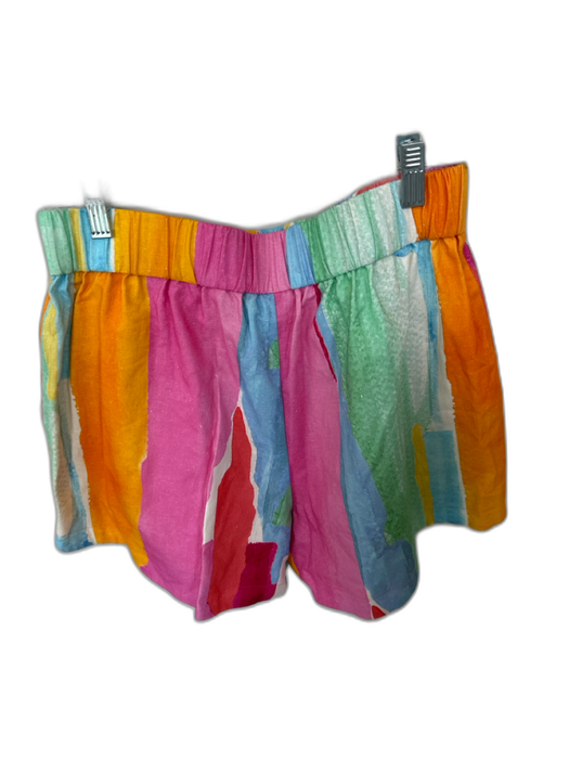 Crosby Size M Multi Linen & Cotton High Waist Water Color Front Pockets Shorts Multi / M