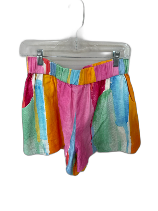 Crosby Size M Multi Linen & Cotton High Waist Water Color Front Pockets Shorts Multi / M