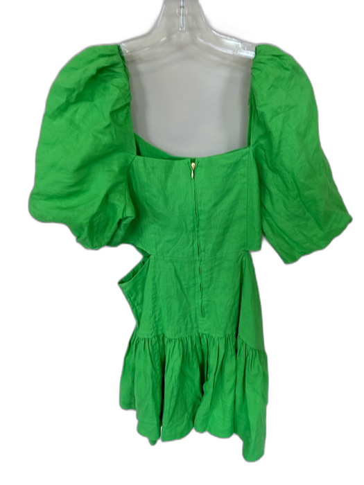 Lilly Pulitzer Size 10 Green Linen Short Balloon Sleeve Square Neck Dress Green / 10