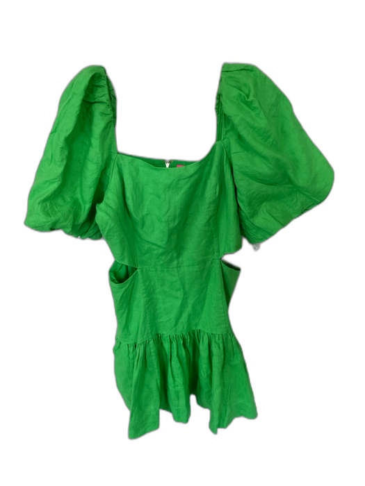 Lilly Pulitzer Size 10 Green Linen Short Balloon Sleeve Square Neck Dress Green / 10