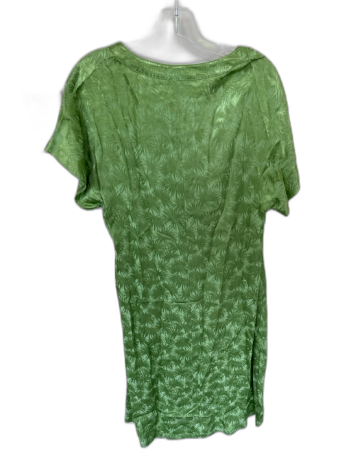S'edge Size S Green Viscose & Rayon Cap Sleeve Leaves Split Neck Maxi Dress Green / S