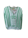 Emily McCarthy Size XS Green & White Viscose & Rayon Long Balloon Sleeve Top Green & White / XS
