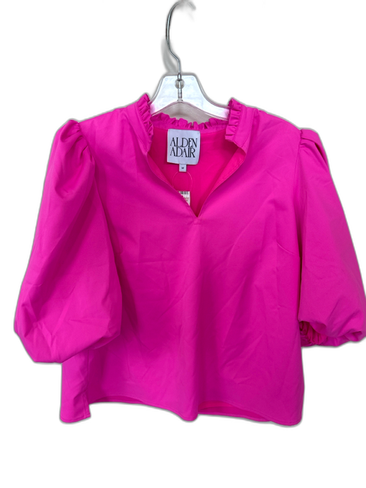 Alden Adair Size M Hot pink Polyester Long Balloon Sleeve Ruffle Collar Top Hot pink / M