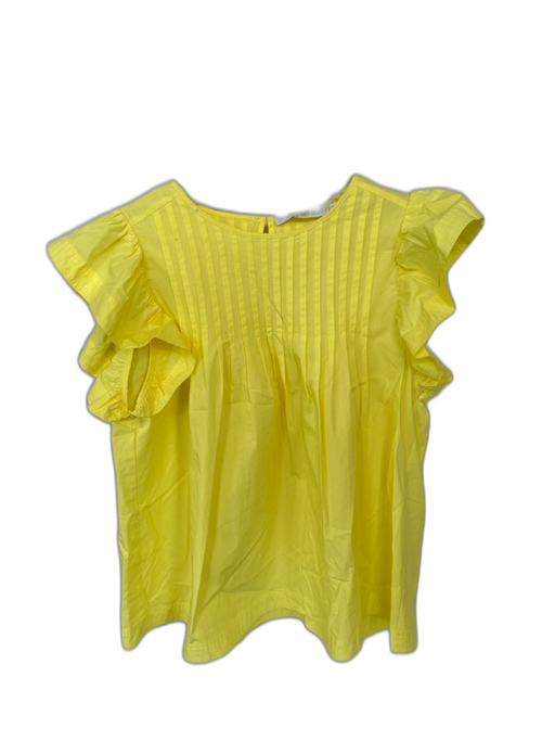 Marie Oliver Size S Yellow Cotton Cap Sleeve Pleat Detail Top Yellow / S