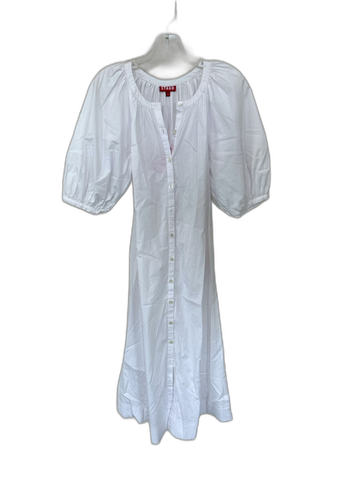Staud Size XS White Cotton 3/4 Balloon Sleeve Button Down Maxi Dress White / XS
