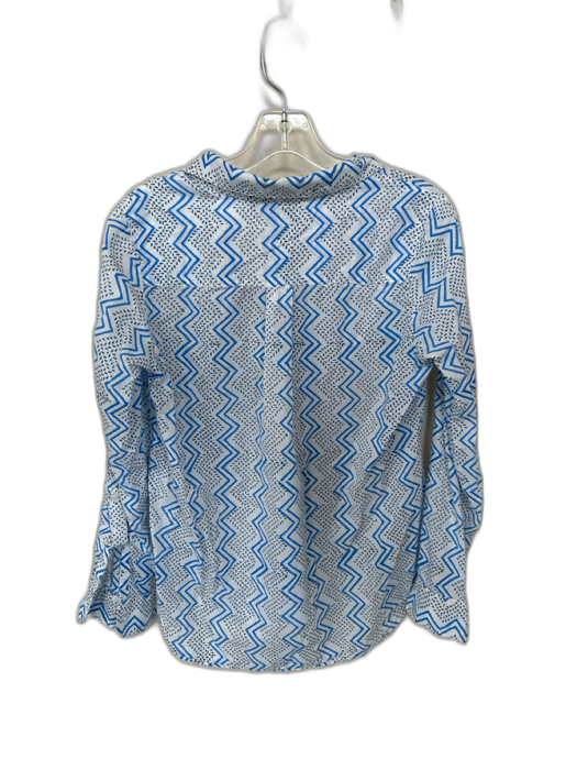 Madison Mathews Size S White & Blue Cotton Long Sleeve Chevron Button Down Top White & Blue / S