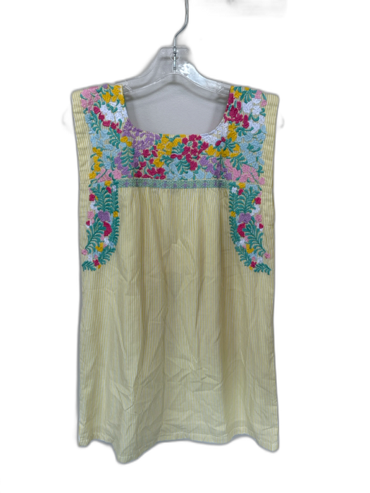 J. Marie Size Est S Yellow & Pink Cotton Cap Sleeve Embroidered Flowers Dress Yellow & Pink / Est S