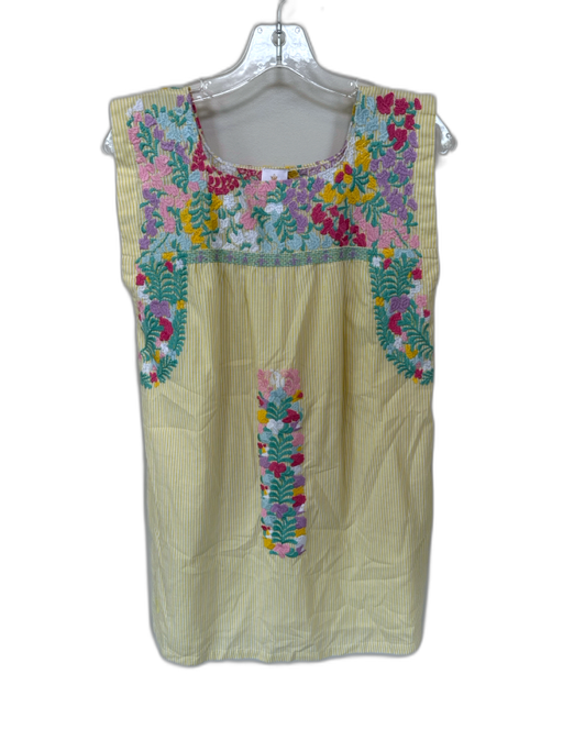 J. Marie Size Est S Yellow & Pink Cotton Cap Sleeve Embroidered Flowers Dress Yellow & Pink / Est S