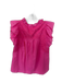 J. Marie Size S Pink Cotton Flutter Sleeves Embroidered Ruffle collar Top Pink / S