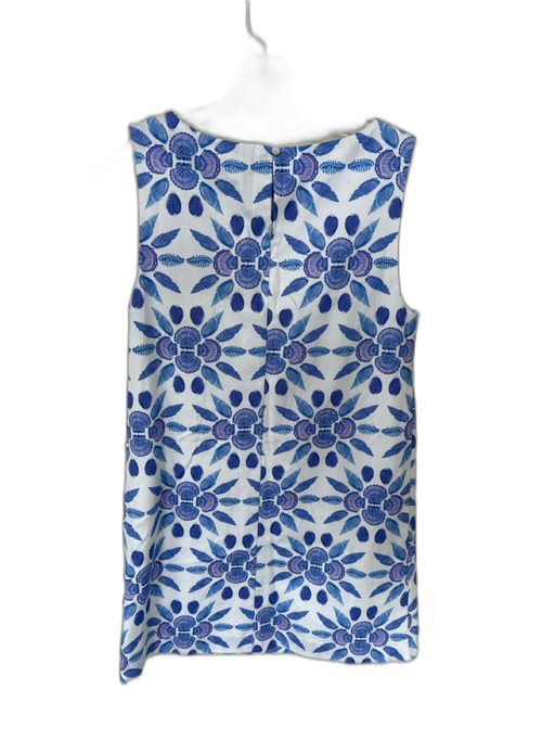 Hill House Size S White & Blue Cotton Sleeveless Seashells Back button Dress White & Blue / S