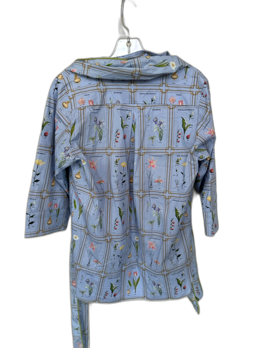 Holly Shae Design Size XS/S Blue & Multi Cotton Long Sleeve Botanical Collar Top Blue & Multi / XS/S