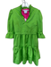 Gretchen Scott Size XS Green & Pink Polyester Long Bell Sleeve V Neck Dress Green & Pink / XS