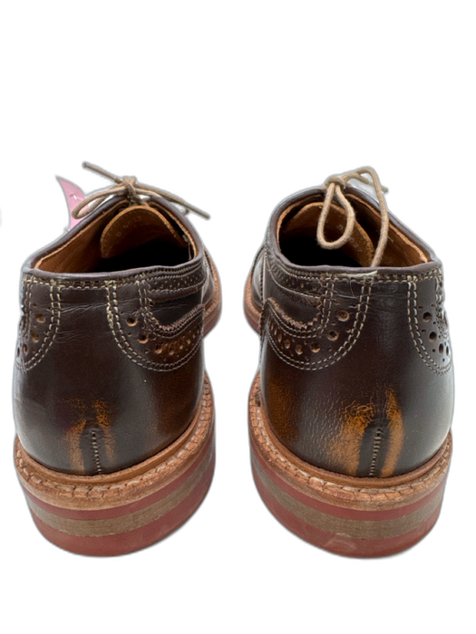 Allen Edmonds Shoe Size 9.5 Brown & Yellow Leather Lace Up Stacked Heel Shoes Brown & Yellow / 9.5