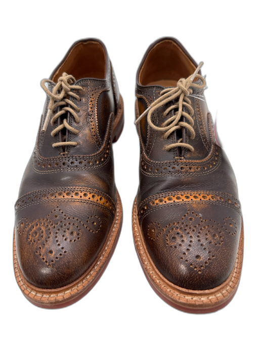 Allen Edmonds Shoe Size 9.5 Brown & Yellow Leather Lace Up Stacked Heel Shoes Brown & Yellow / 9.5