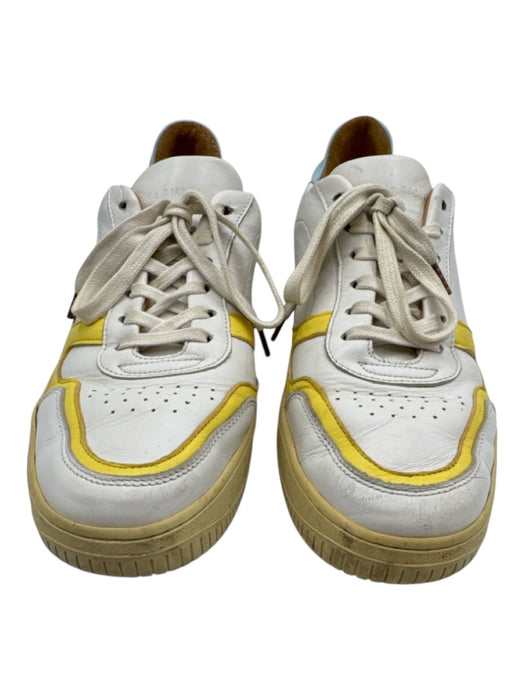 Pied de Biche Shoe Size 41 White, Purple, Yellow Leather Upper Lace Up Sneakers White, Purple, Yellow / 41