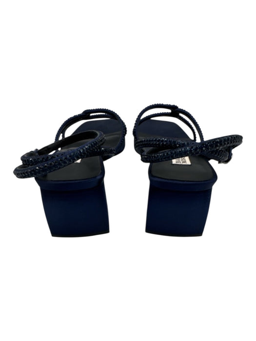 Badgley Mischka Shoe Size 9.5 Navy Blue Square Toe Rhinestone Strappy Sandals Navy Blue / 9.5