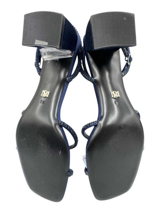 Badgley Mischka Shoe Size 9.5 Navy Blue Square Toe Rhinestone Strappy Sandals Navy Blue / 9.5