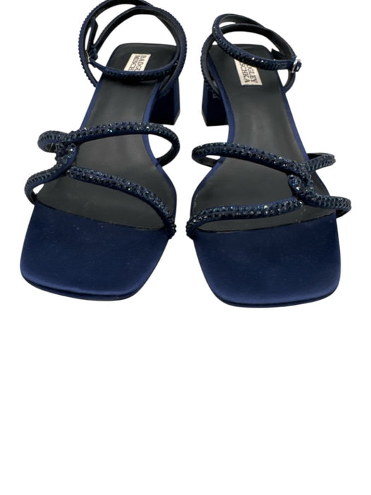 Badgley Mischka Shoe Size 9.5 Navy Blue Square Toe Rhinestone Strappy Sandals Navy Blue / 9.5