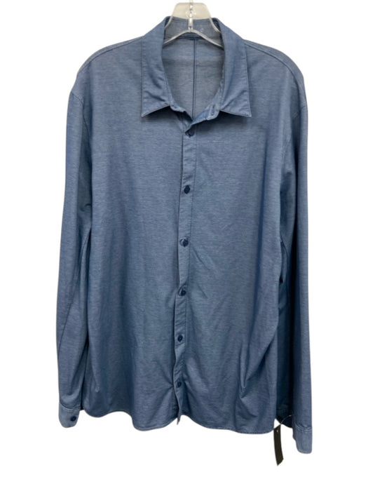 Lululemon Size Est L Blue Synthetic Solid Athletic Button up Long Sleeve Shirt Blue / Est L