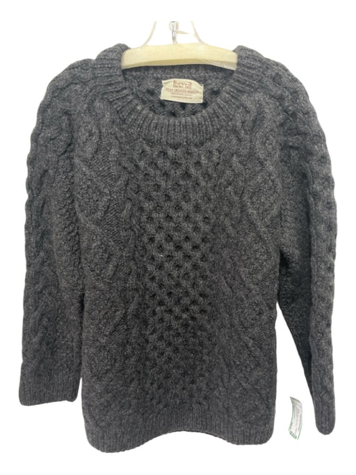 Aran Sweater Market Size Est L Dark Gray Wool Cable Crew Men's Sweater Est L