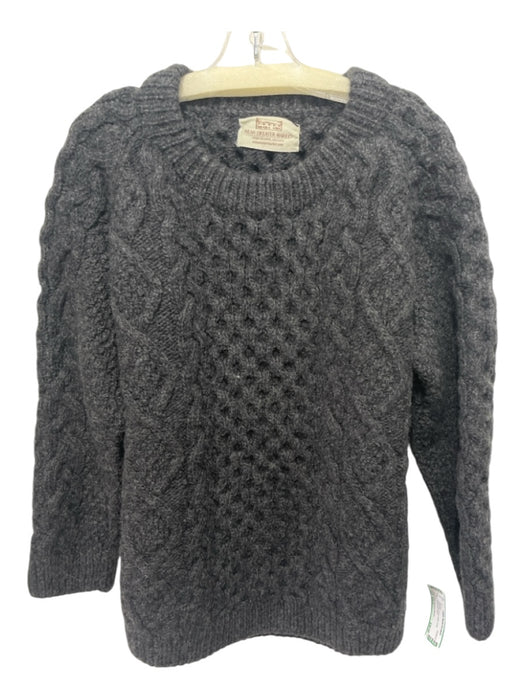 Aran Sweater Market Size Est L Dark Gray Wool Cable Crew Men's Sweater Est L