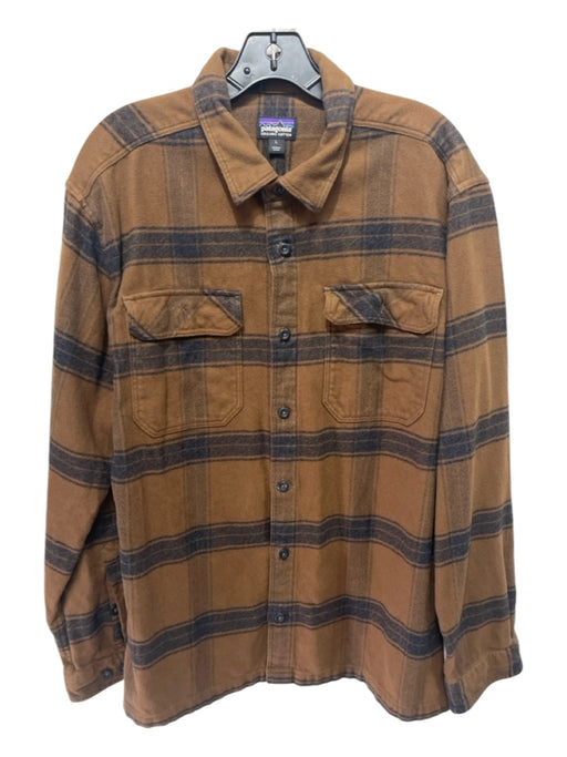 Patagonia Size L Brown & Tan Cotton Blend Flannel Button Down Long Sleeve Shirt L