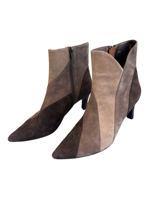 Vaneli Shoe Size 7.5 Shades of Brown Suede Side Zip Pointed Toe Mid Heel Booties Shades of Brown / 7.5