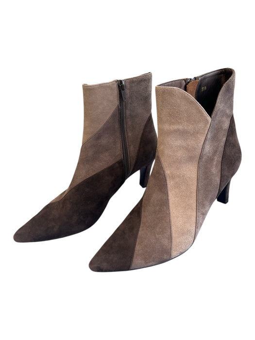 Vaneli Shoe Size 7.5 Shades of Brown Suede Side Zip Pointed Toe Mid Heel Booties Shades of Brown / 7.5