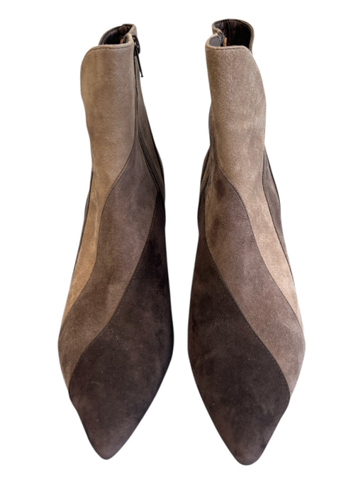 Vaneli Shoe Size 7.5 Shades of Brown Suede Side Zip Pointed Toe Mid Heel Booties Shades of Brown / 7.5