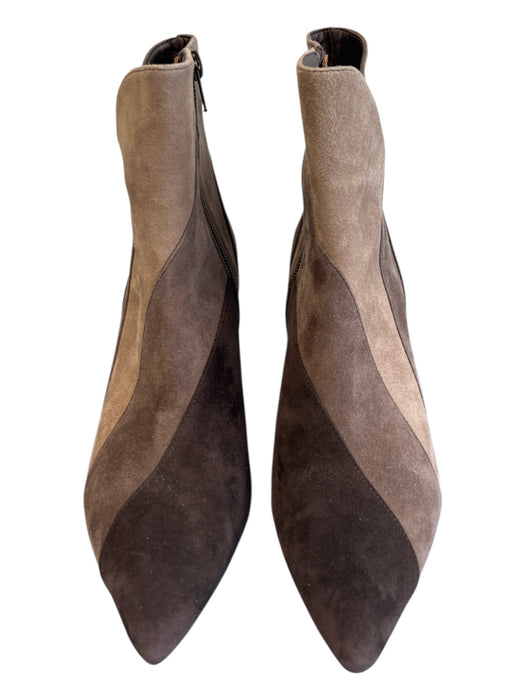 Vaneli Shoe Size 7.5 Shades of Brown Suede Side Zip Pointed Toe Mid Heel Booties Shades of Brown / 7.5