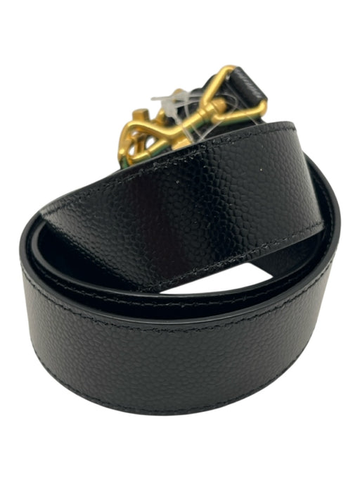 Thom Browne Black Pebbled Leather Gold Tone Hardware Latch Bag Strap Bag Black / S