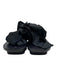 Studio Your Number Black Leather & Textile Wood lace up geta Sandals Black