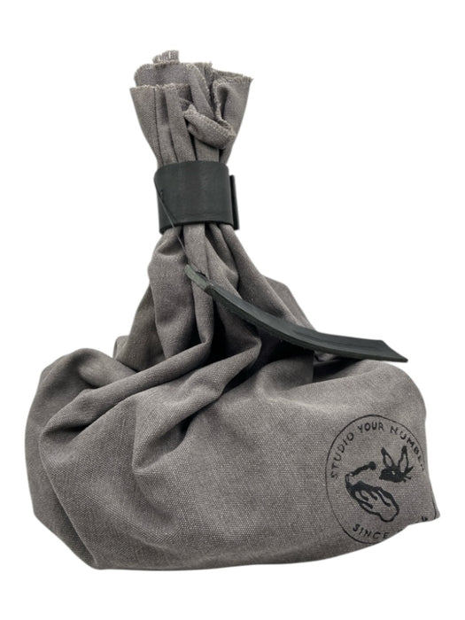 Studio Your Number Black Leather & Textile Wood lace up geta Sandals Black