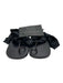 Studio Your Number Black Leather & Textile Wood lace up geta Sandals Black