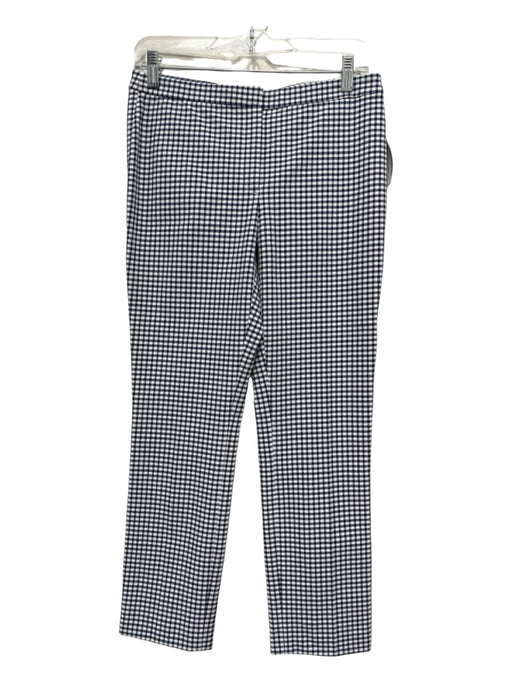 Theory Size 4 Blue & White Viscose Blend Gingham Trouser Mid Rise Pants Blue & White / 4