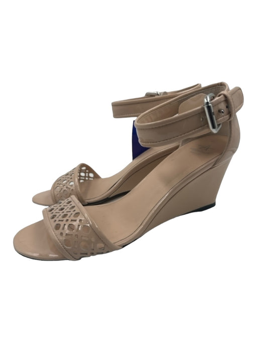 Aquatalia Shoe Size 39 Blush Beige Patent Leather Ankle Strap Laser Cut Wedges Blush Beige / 39