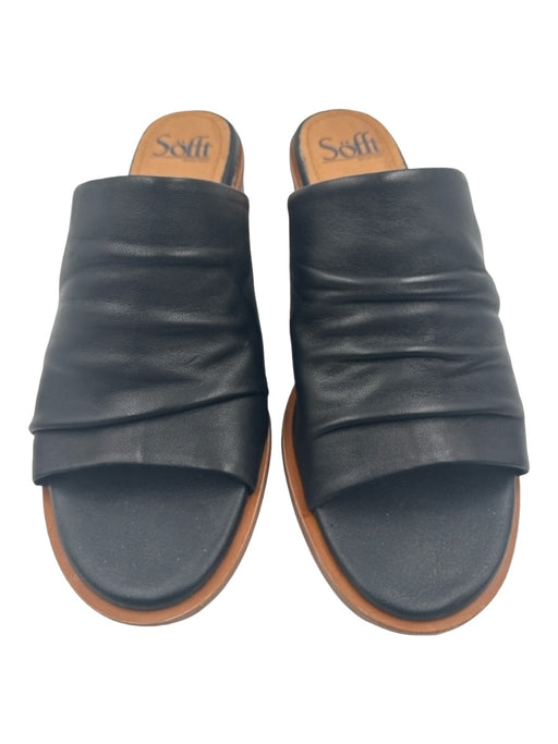 Sofft Shoe Size 8.5 Black & Brown Leather Stacked Block Heel Gates Mule Sandals Black & Brown / 8.5