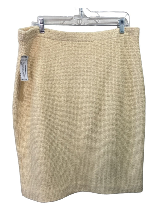 St John Size XL Light Tan Cotton Blend Elastic Waist Knit Metallic Thread Skirt Light Tan / XL