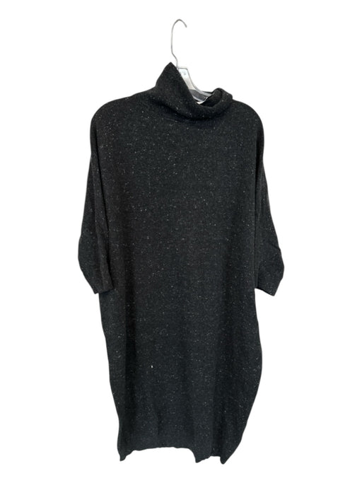 COS Size M Charcoal Wool Turtle Neck Speckled Long Sleeve Midi Dress Charcoal / M