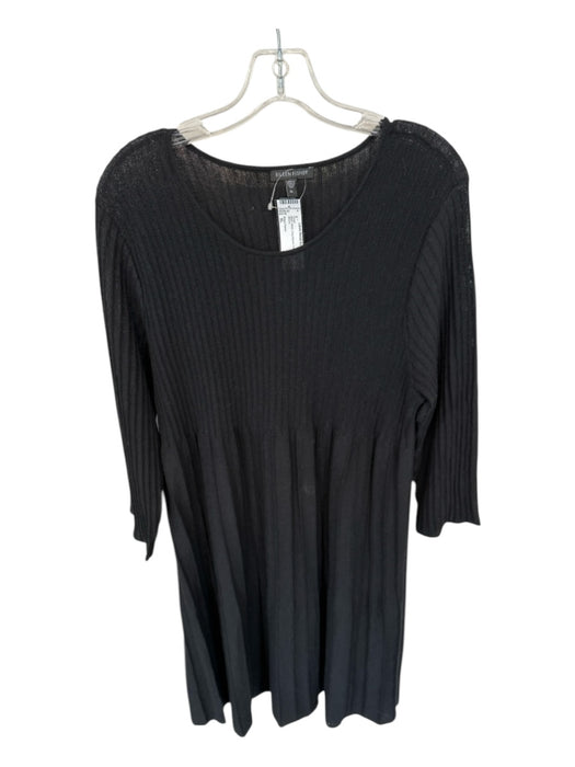 Eileen Fisher Size XL Black Wool Long Sleeve Pleated Dress Black / XL