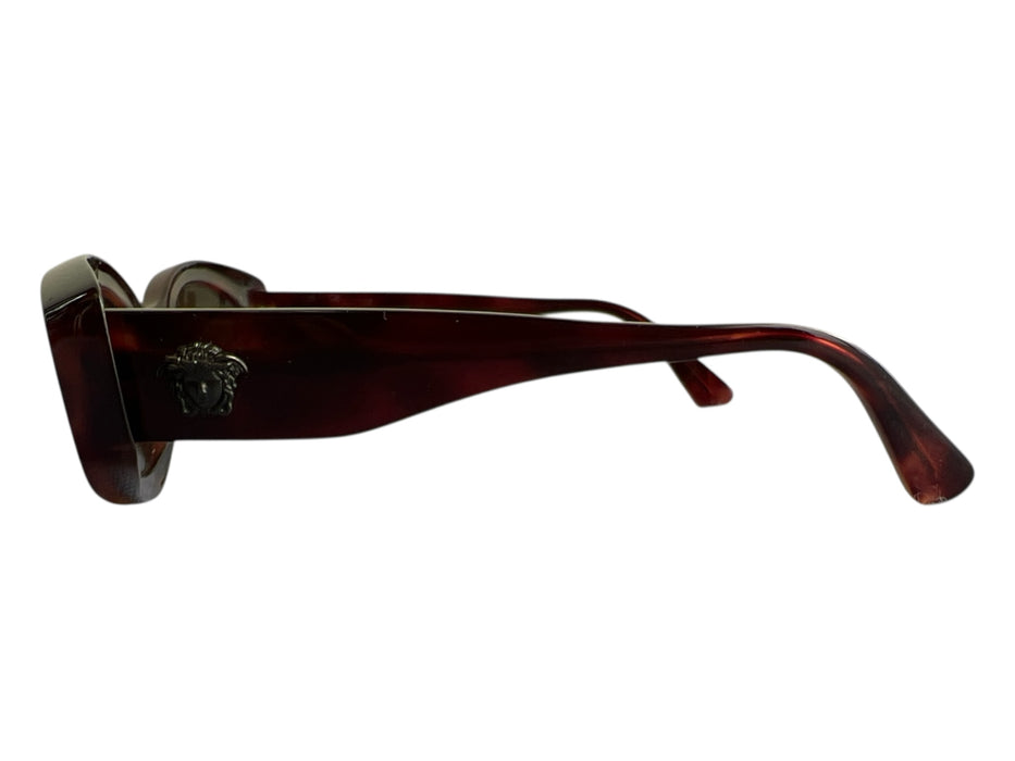 Versace tortoise Acetate Cat Eye Black Lens Face Detail Mod Sunglasses tortoise