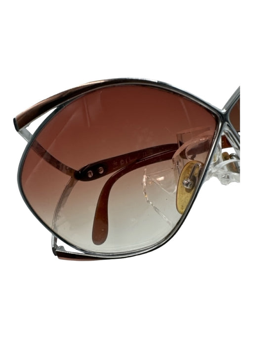 Christian Dior Silver & Brown Metal Rounded Square Gradient Lens Sunglasses Silver & Brown